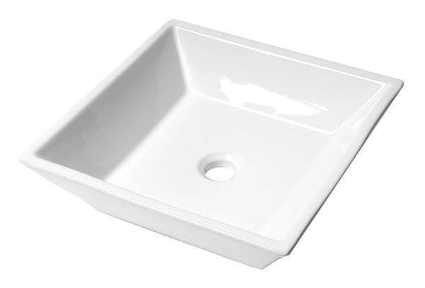 ALFI brand 16.5" x 16.5" Square Above Mount Porcelain Bathroom Sink, White, No Faucet Hole, ABC912