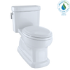 TOTO Eco Guinevere Elongated 1.28 GPF Universal Height Skirted Toilet with CEFIONTECT and SoftClose Seat, Cotton White, Vitreous China|Plastic, MS974224CEFG#01