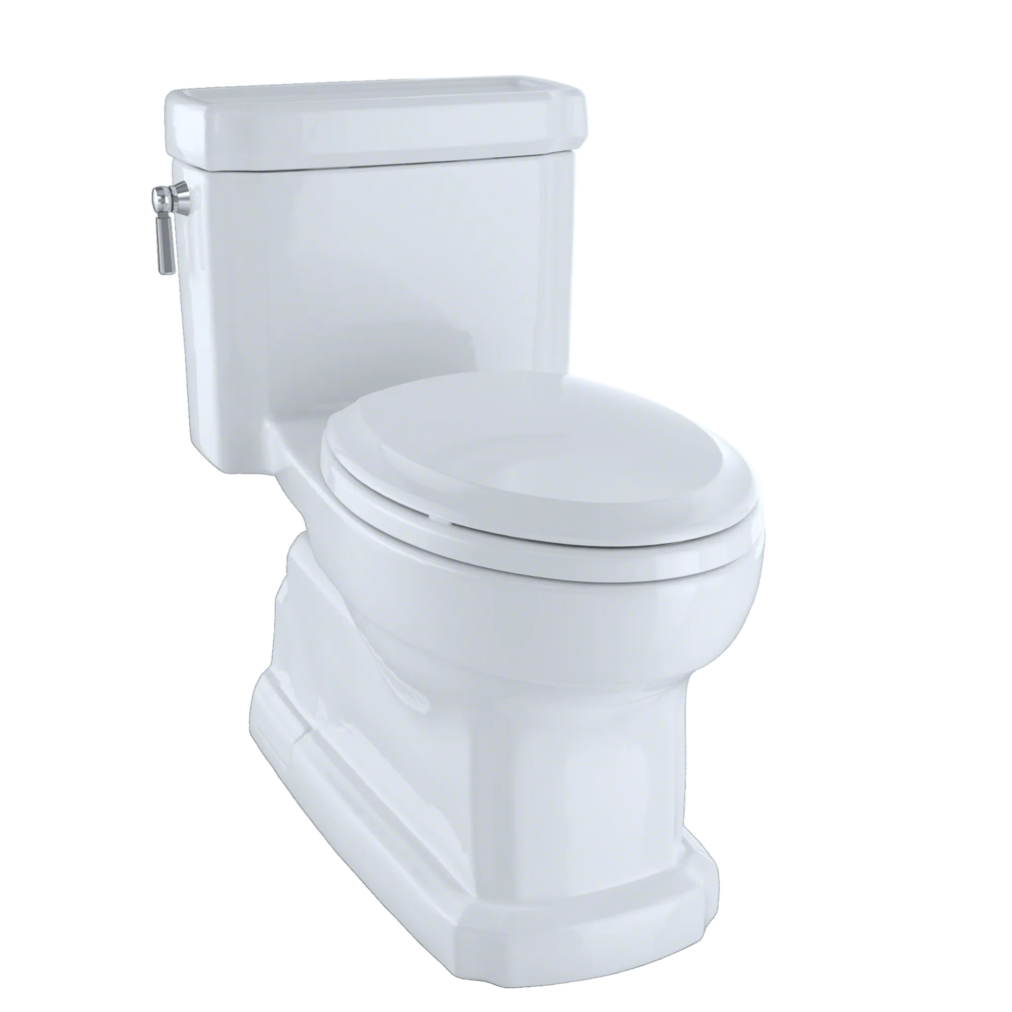 TOTO Eco Guinevere Elongated 1.28 GPF Universal Height Skirted Toilet with CEFIONTECT and SoftClose Seat, Cotton White, Vitreous China|Plastic, MS974224CEFG#01