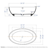 ALFI brand 67" Solid Surface Smooth Resin Free Standing Oval Soaking Bathtub, White Matte, AB9941