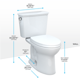 TOTO Drake Transitional Two-Piece Elongated 1.28 GPF Universal Height TORNADO FLUSH  Toilet with 10 Inch Rough-In, CEFIONTECT, and SoftClose Seat, WASHLET+ Ready, Cotton White, Vitreous China, MS786124CEFG.10#01