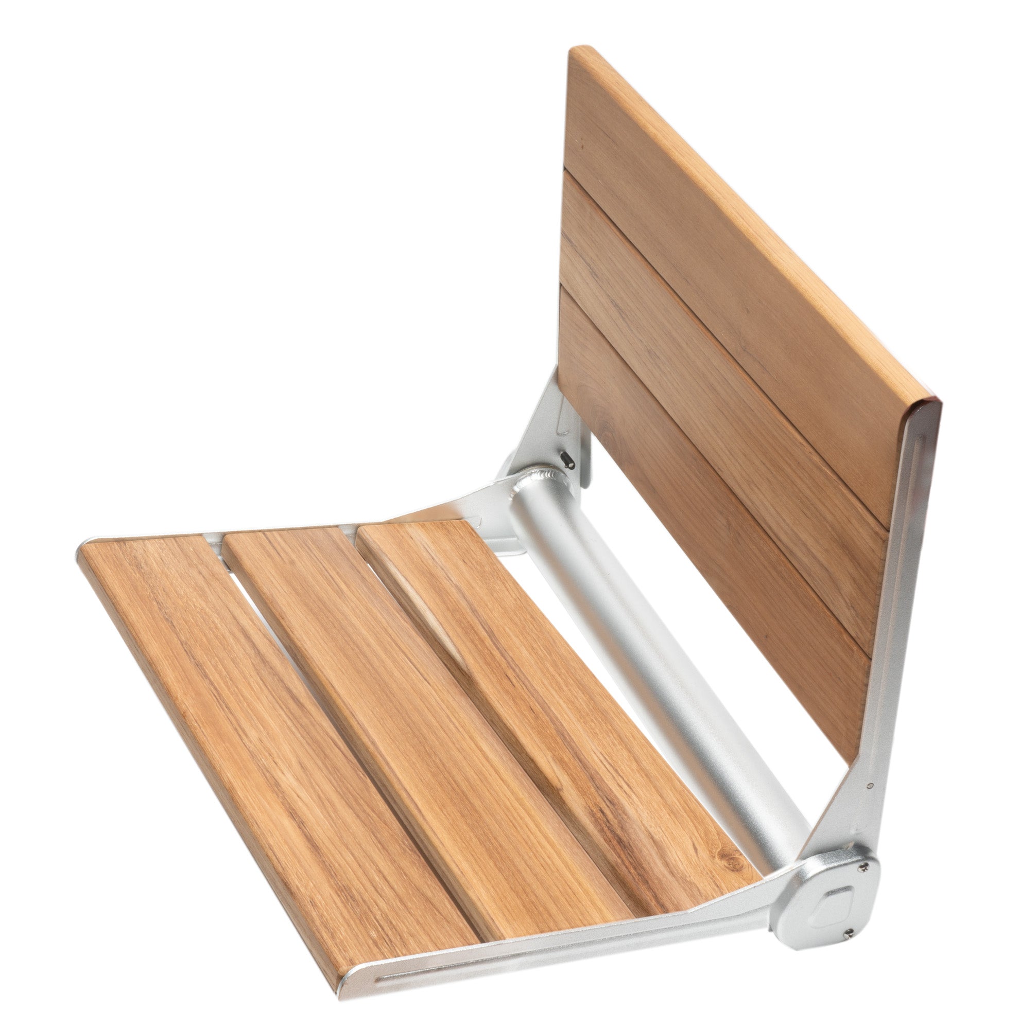 ALFI brand ABS17 17" Folding Teak Wood Shower Seat Bench with Backrest, Natural Wood, ABS17-SA