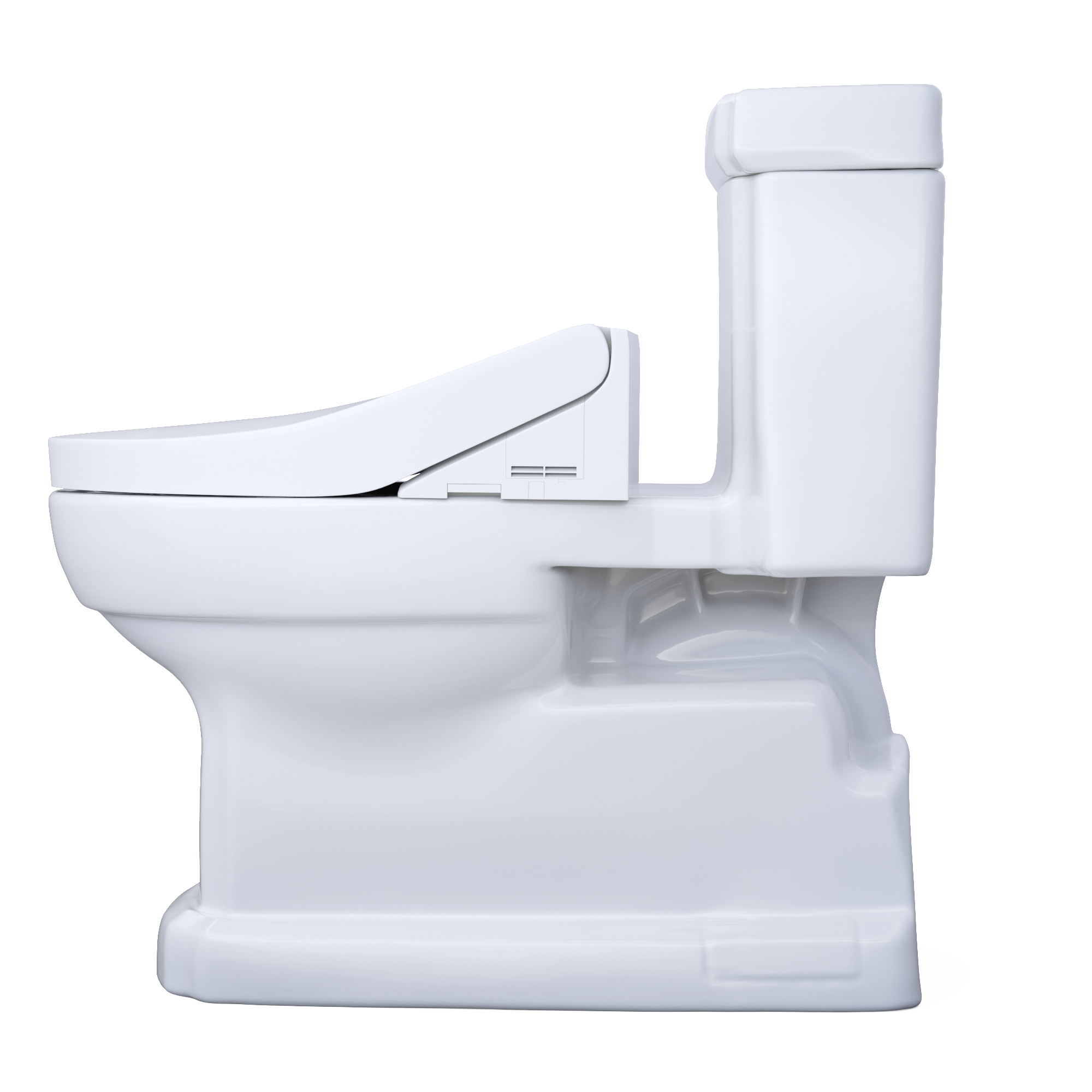 TOTO WASHLET+ Eco Guinevere Elongated 1.28 GPF Universal Height Toilet with C5 Bidet Seat, Cotton White, Vitreous China|Plastic, MW9743084CEFG#01