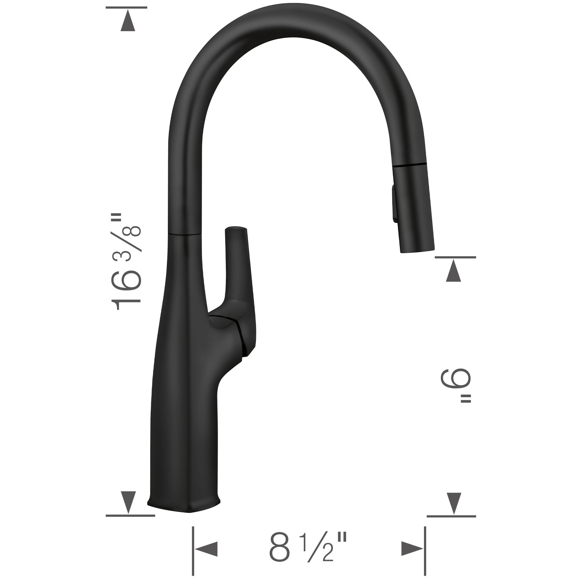 Blanco Rivana High-Arc Pull-Down Dual-Spray Kitchen Faucet, Matte Black, 1.5 GPM, Brass, 443020