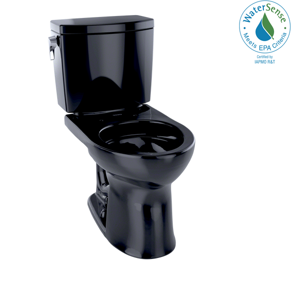 TOTO Drake II 1G Two-Piece Round 1.0 GPF Universal Height Toilet, Ebony, Vitreous China, CST453CUF#51