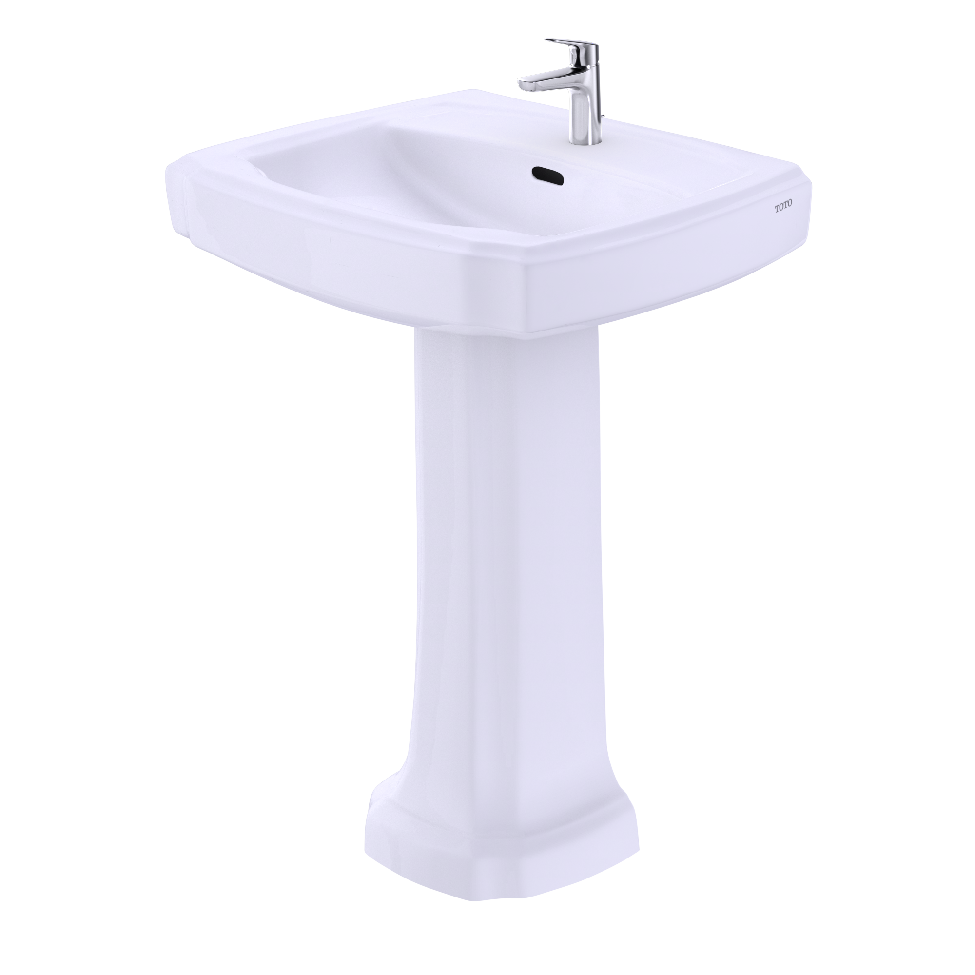 TOTO Guinevere 24-3/8" x 19-7/8" Rectangular Pedestal Bathroom Sink for Single Hole Faucets, Cotton White, Vitreous China, LPT972#01