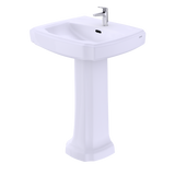 TOTO Guinevere 24-3/8" x 19-7/8" Rectangular Pedestal Bathroom Sink for Single Hole Faucets, Cotton White, Vitreous China, LPT972#01