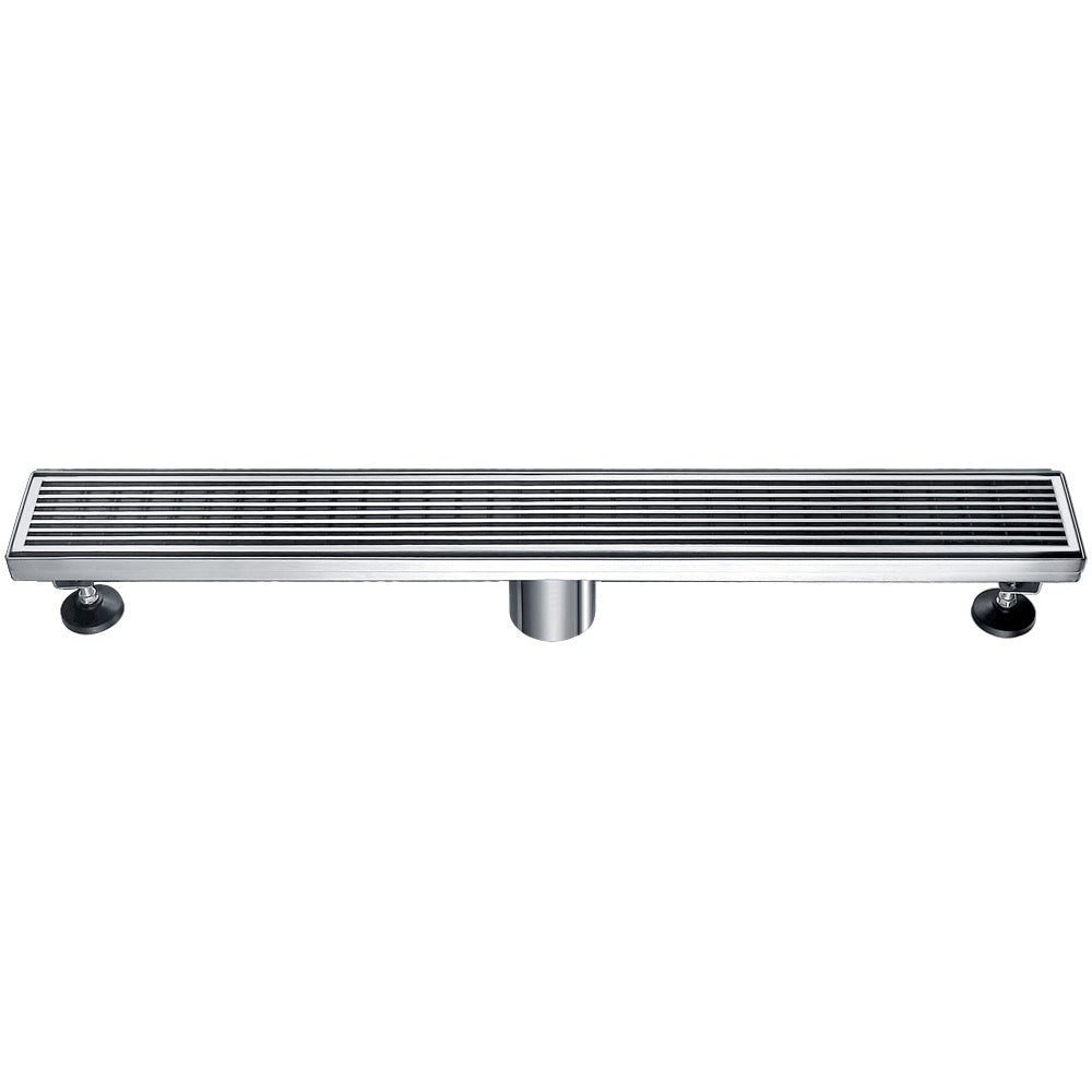ALFI brand ABLD24D 24" Modern Stainless Steel Linear Shower Drain with Groove Lines, Grey