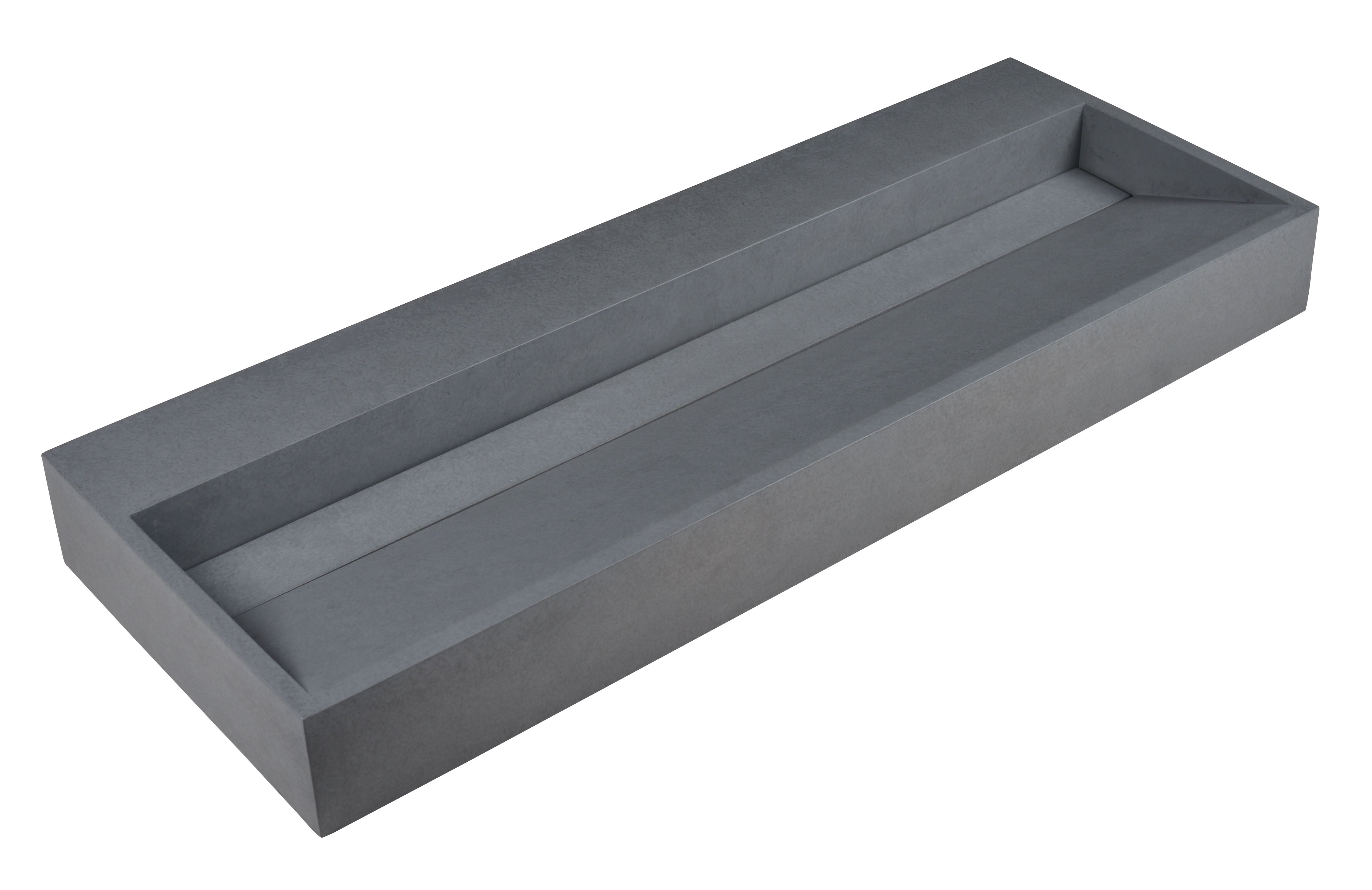 ALFI brand 48" x 18" Rectangle Above Mount or Semi Recessed Concrete Bathroom Sink, Gray Matte, No Faucet Hole, ABCO48TR