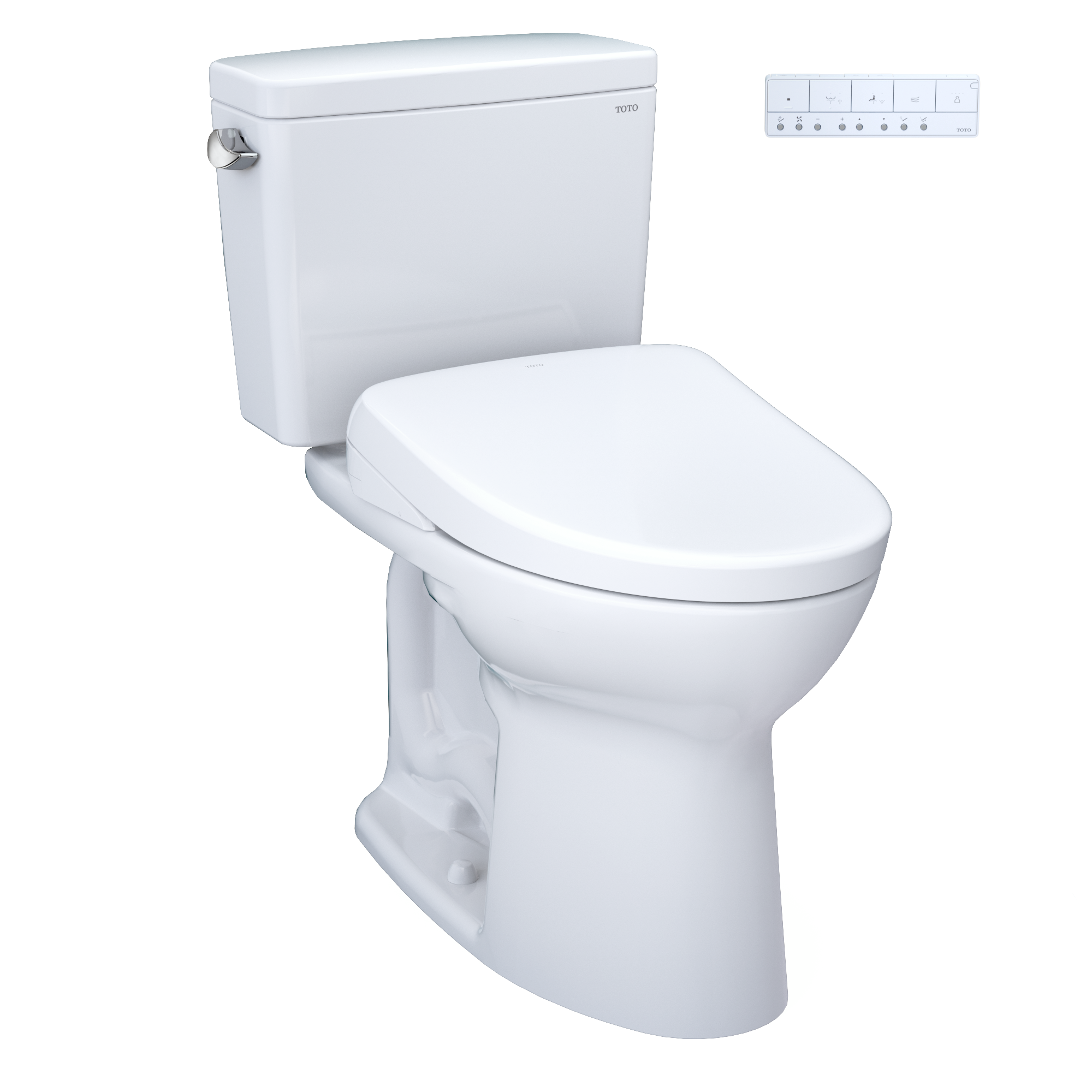 TOTO Drake WASHLET+ Two-Piece Elongated 1.6 GPF TORNADO FLUSH Toilet with S7A Contemporary Bidet Seat, Cotton White, Vitreous China|Plastic, MW7764736CSG#01