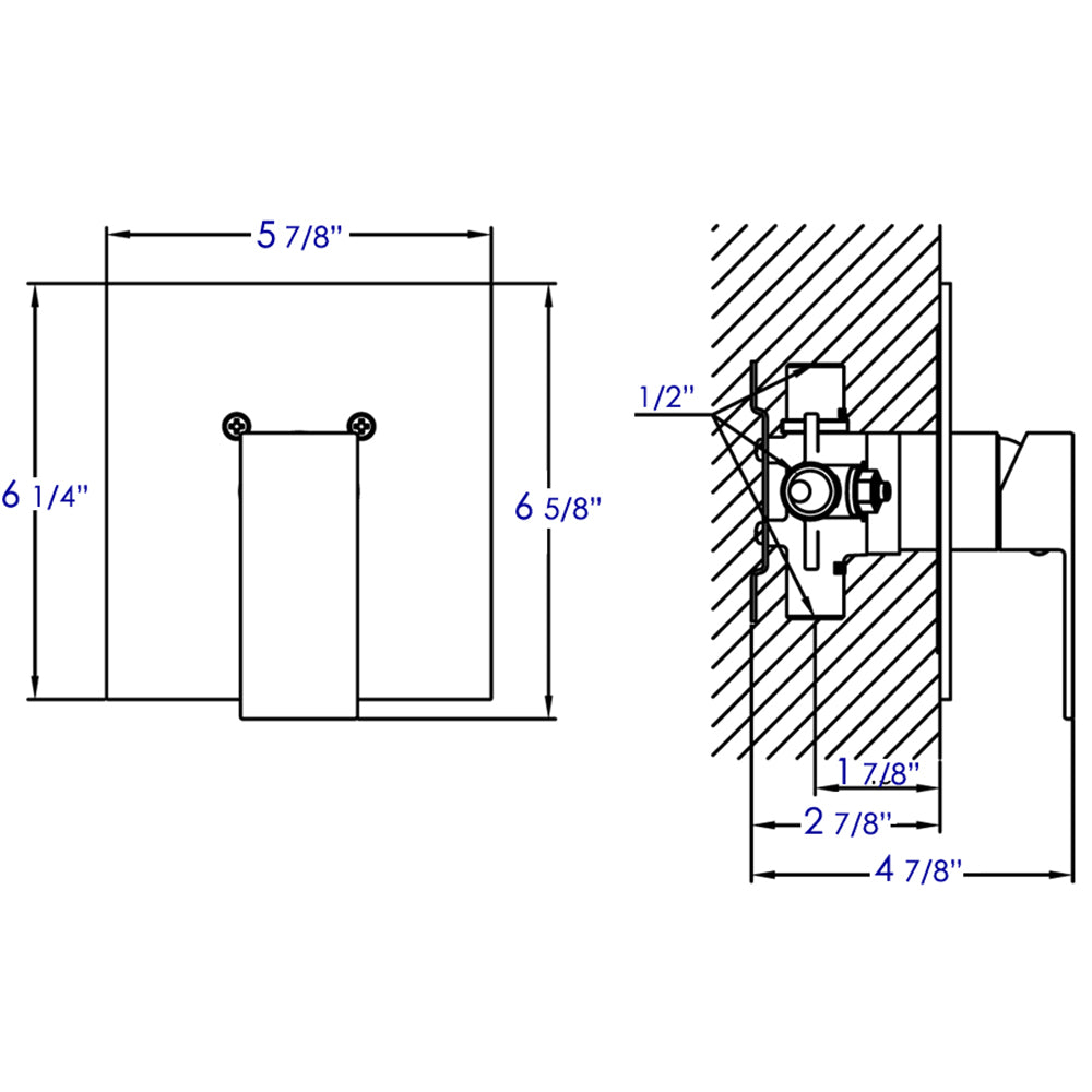 ALFI brand AB5501-BN Brushed Nickel Shower Valve Mixer with Square Lever Handle, Brass