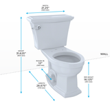 TOTO Eco Clayton Two-Piece Elongated 1.28 GPF Universal Height Toilet, Cotton White, Vitreous China, CST784EF#01