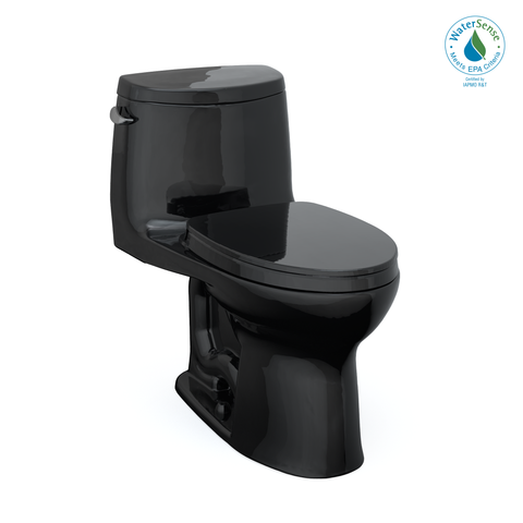 TOTO UltraMax II One-Piece Elongated 1.28 GPF Universal Height Toilet with SS124 SoftClose Seat, WASHLET+ Ready, Ebony, Vitreous China|Plastic, MS604124CEF#51