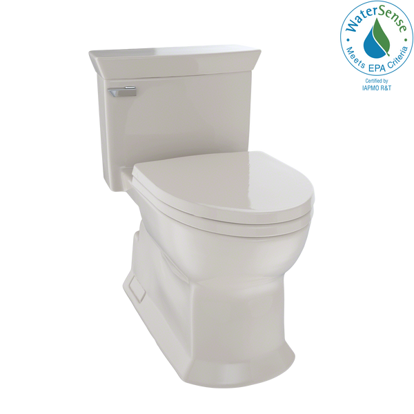 TOTO Eco Soire One Piece Elongated 1.28 GPF Universal Height Skirted Toilet with CEFIONTECT, Bone, Vitreous China, MS964214CEFG#03