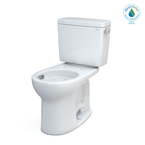 TOTO Drake Two-Piece Round 1.28 GPF Universal Height TORNADO FLUSH Toilet with CEFIONTECT, Cotton White, Vitreous China, CST775CEFRG#01