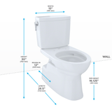 TOTO Vespin II 1G Two-Piece Elongated 1.0 GPF Universal Height Skirted Design Toilet with CEFIONTECT, Cotton White, Vitreous China, CST474CUFG#01