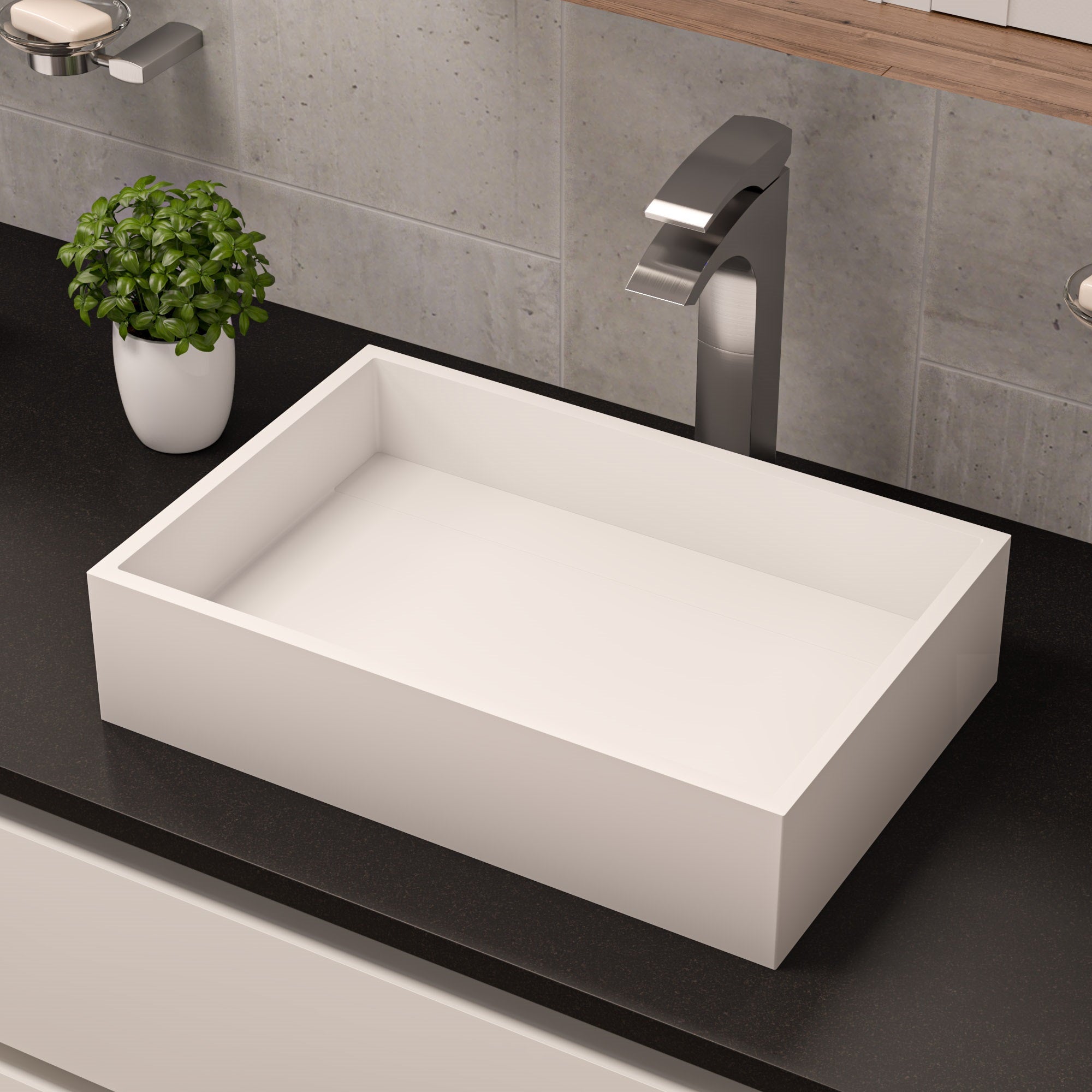 ALFI Tall Brushed Nickel Single Lever Bathroom Faucet, AB1587-BN