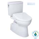 TOTO WASHLET+ Vespin II 1G Two-Piece Elongated 1.0 GPF Toilet with Auto Flush WASHLET+ S7 Contemporary Bidet Seat, Cotton White, Vitreous China|Plastic, MW4744726CUFGA#01