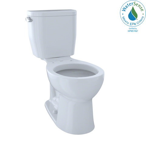 TOTO Entrada Two-Piece Round 1.28 GPF Universal Height Toilet, Cotton White, Vitreous China, CST243EF#01