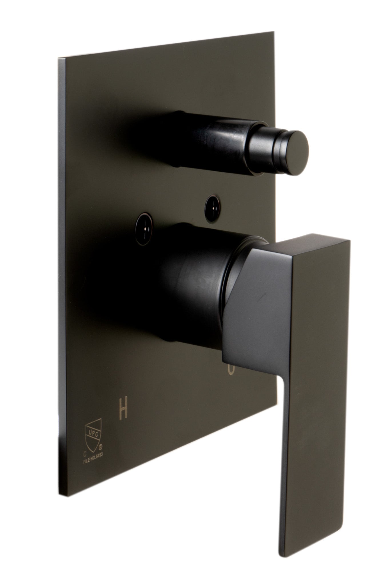 ALFI brand AB5601-BM Black Matte Shower Valve with Square Lever Handle and Diverter, Brass