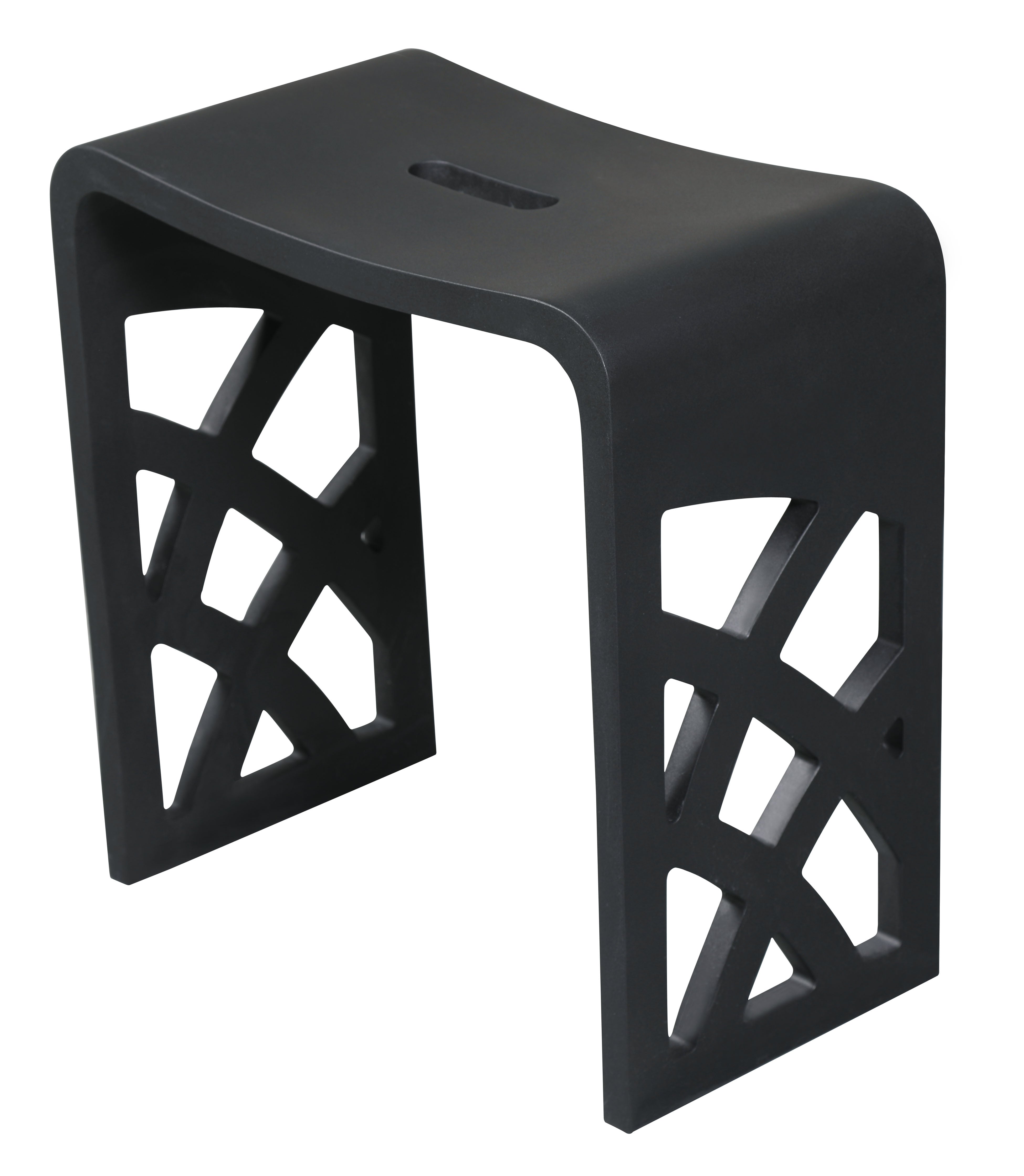 ALFI brand ABST88BM Black Matte Solid Surface Resin Bathroom / Shower Stool