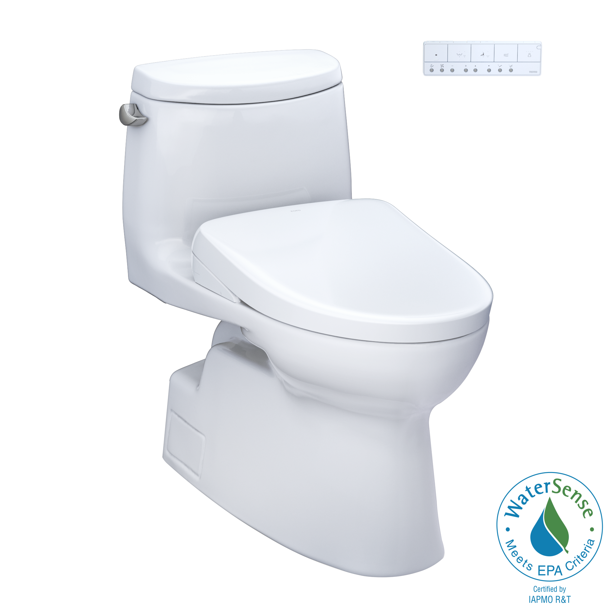 TOTO WASHLET+ Carlyle II One-Piece Elongated 1.28 GPF Toilet with Auto Flush WASHLET+ S7A Contemporary Bidet Seat, Cotton White, Vitreous China|Plastic, MW6144736CEFGA#01