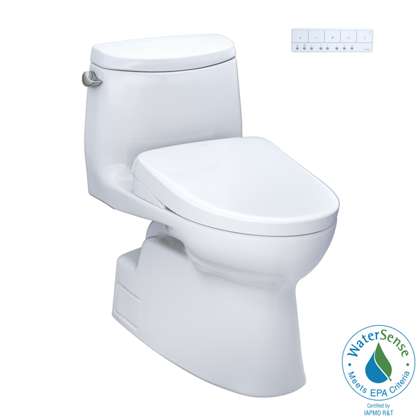 TOTO WASHLET+ Carlyle II One-Piece Elongated 1.28 GPF Toilet with Auto Flush WASHLET+ S7A Contemporary Bidet Seat, Cotton White, Vitreous China|Plastic, MW6144736CEFGA#01