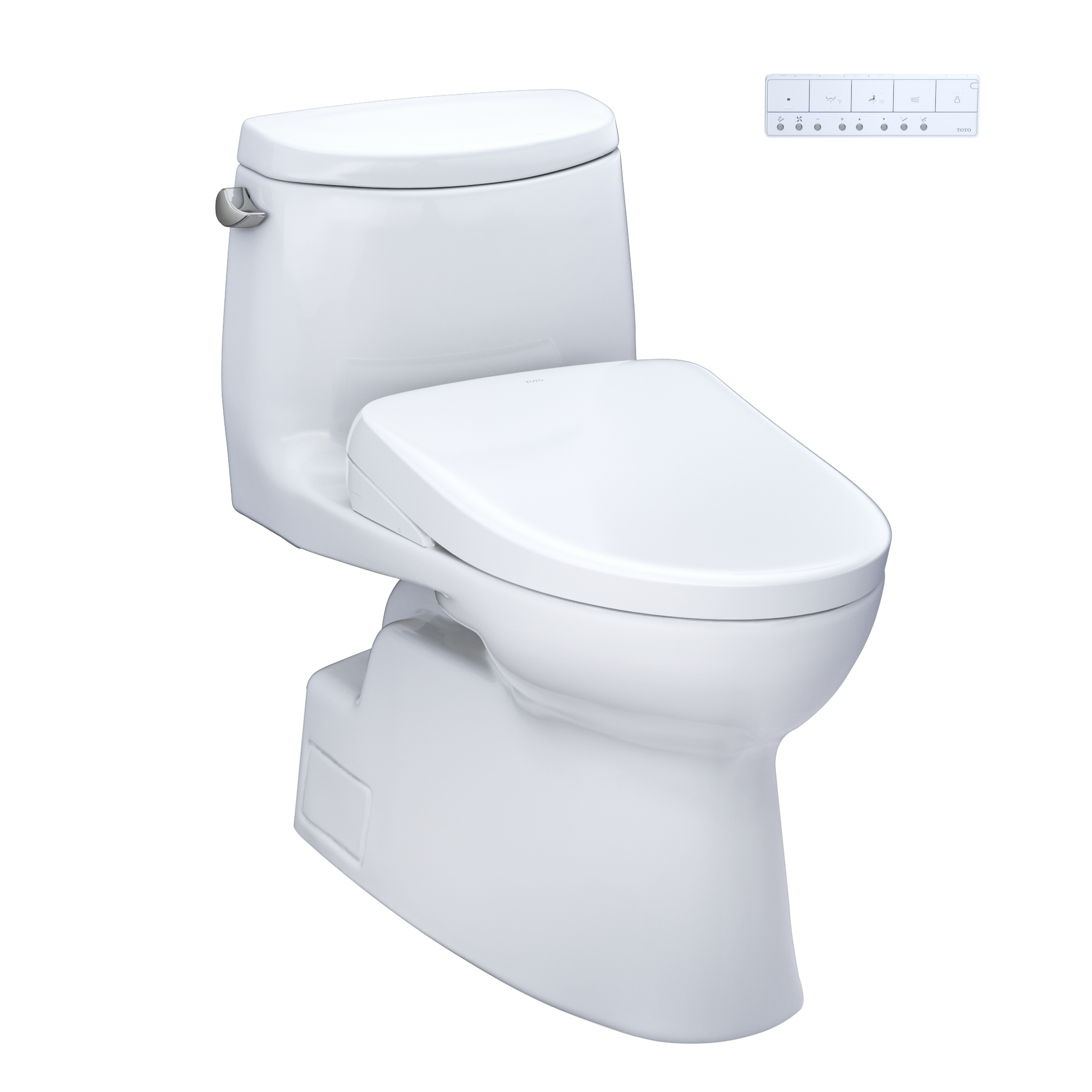TOTO WASHLET+ Carlyle II One-Piece Elongated 1.28 GPF Toilet and WASHLET+ S7A Contemporary Bidet Seat, Cotton White, Vitreous China|Plastic, MW6144736CEFG#01