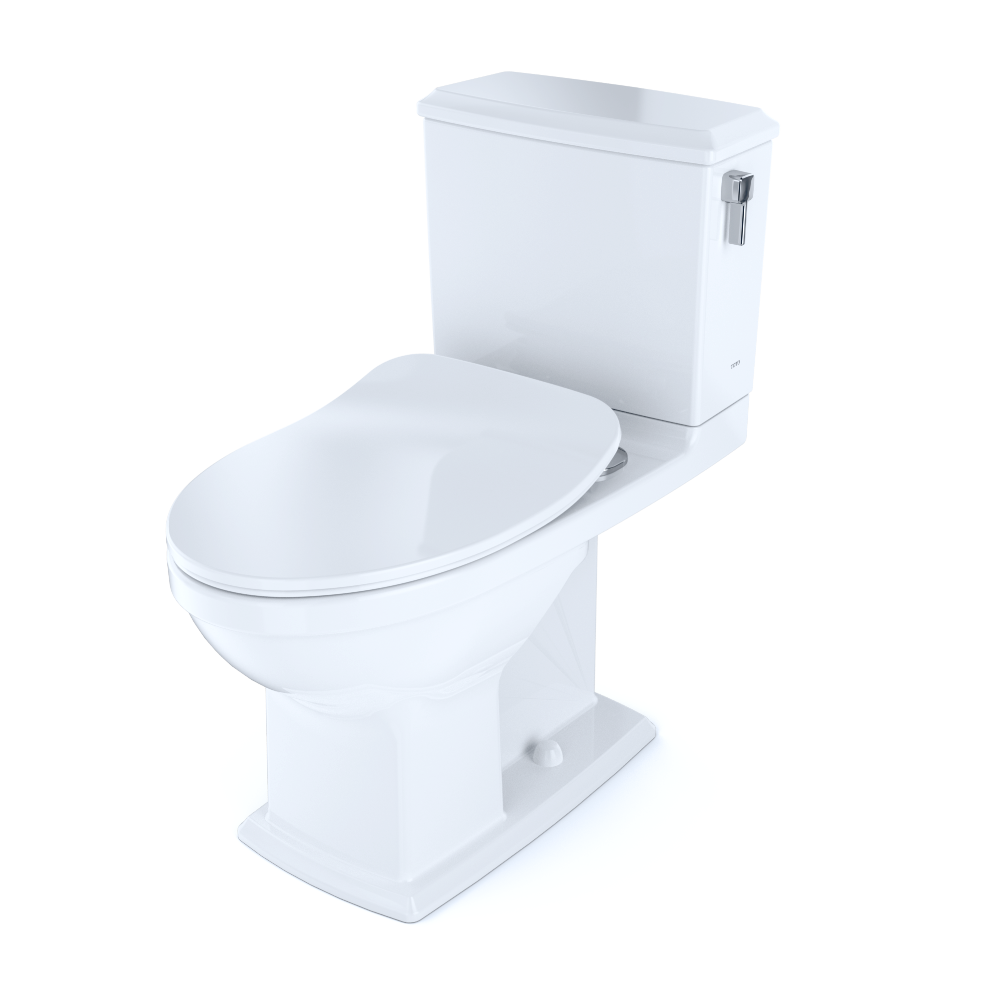 TOTO Connelly Two-Piece Elongated Dual Flush 1.28 and 0.9 GPF with CEFIONTECT and Right Lever, WASHLET+ Ready, Cotton White, Vitreous China, MS494234CEMFRG#01