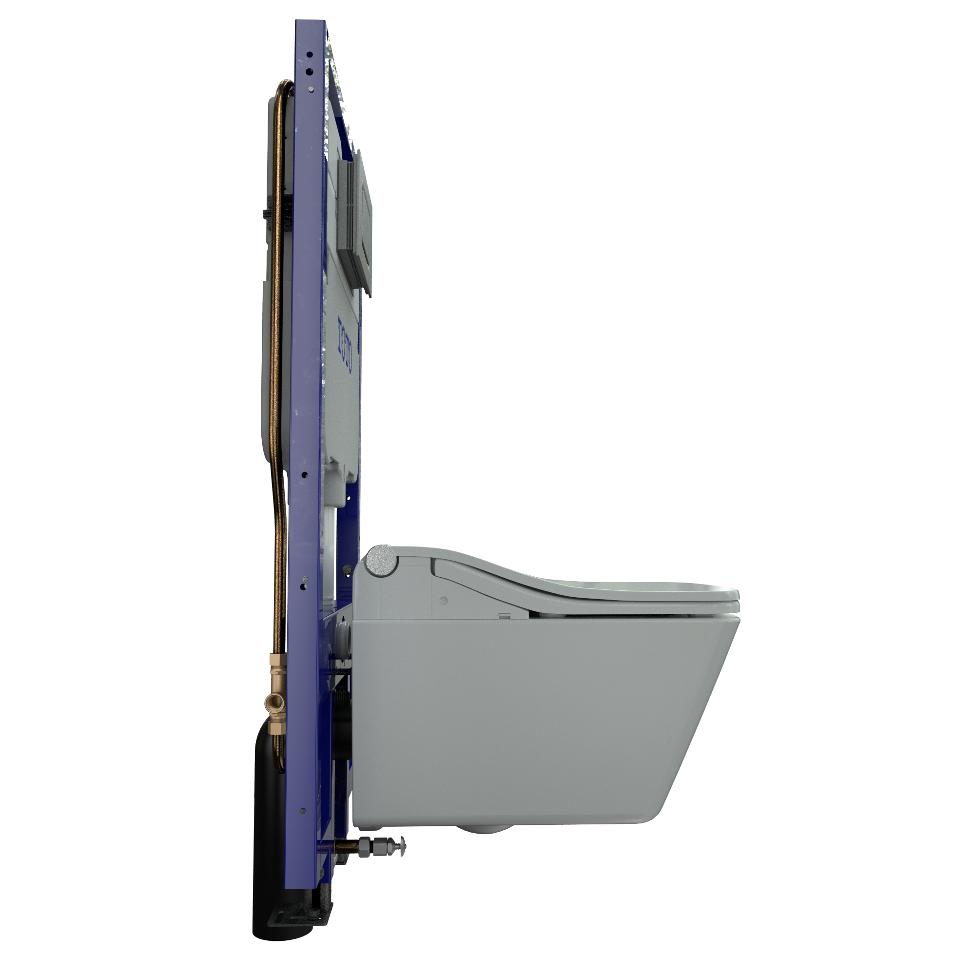 TOTO WASHLET+ SP Wall-Hung Square-Shape Toilet with SW Bidet Seat and DuoFit In-Wall 1.28 and 0.9 GPF Dual-Flush Tank System, Matte Silver, Vitreous China|Plastic|Steel, Cotton White, CWT4494549CMFGA#MS