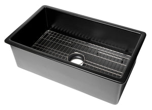 Alternate Image for ALFI brand 32" Drop In Fireclay Kitchen Sink, Black Matte, No Faucet Hole, ABF3219SUD-BM