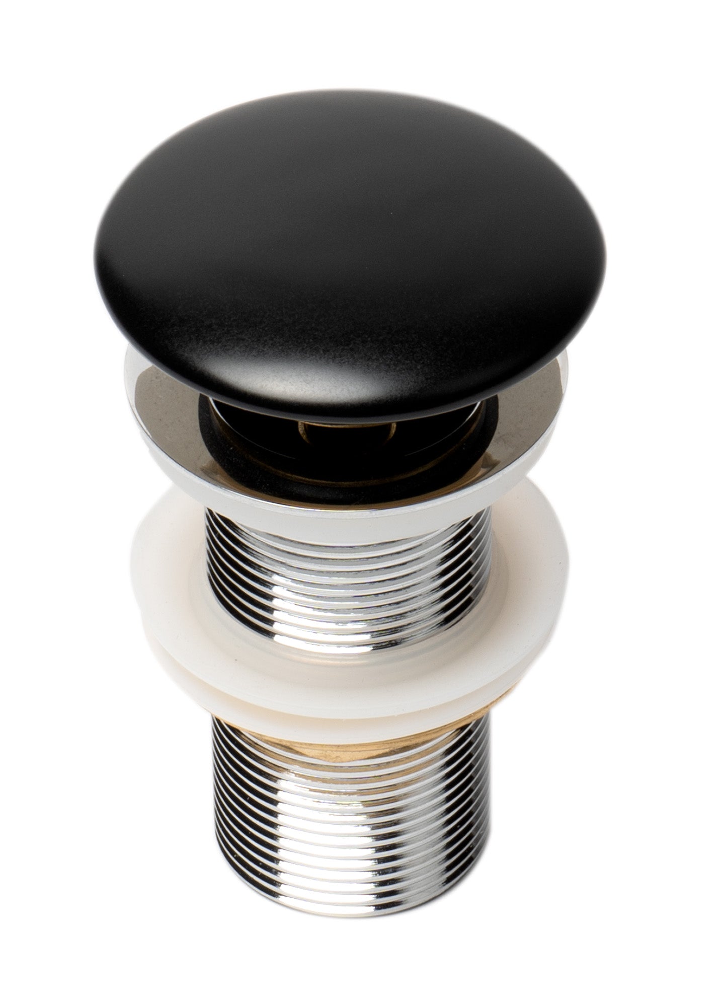 ALFI brand Brass, AB8055-BM Black Matte Ceramic Mushroom Top Pop Up Drain for Sinks without Overflow