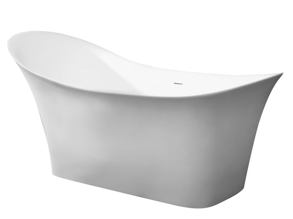 ALFI brand 74" Solid Surface Smooth Resin Free Standing Oval Soaking Bathtub, White Matte, AB9915