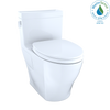 TOTO Legato WASHLET+ One-Piece Elongated 1.28 GPF Universal Height Skirted Toilet with CEFIONTECT, Cotton White, Vitreous China, MS624124CEFG#01