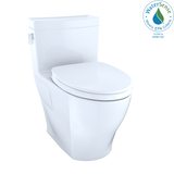 TOTO Legato WASHLET+ One-Piece Elongated 1.28 GPF Universal Height Skirted Toilet with CEFIONTECT, Cotton White, Vitreous China, MS624124CEFG#01