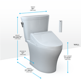 TOTO WASHLET+ Aquia IV Arc Two-Piece Elongated Dual Flush 1.28 and 0.9 GPF Toilet with C5 Bidet Seat, Cotton White, Vitreous China|Plastic, MW4483084CEMFGN#01