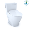TOTO Aimes One-Piece Elongated 1.28 GPF Toilet with CEFIONTECT and SoftClose Seat, WASHLET+ Ready, Cotton White, Vitreous China, MS626234CEFG#01