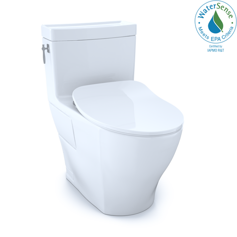 TOTO Aimes One-Piece Elongated 1.28 GPF Toilet with CEFIONTECT and SoftClose Seat, WASHLET+ Ready, Cotton White, Vitreous China, MS626234CEFG#01