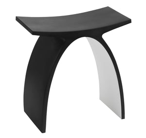 Alternate Image for ALFI brand ABST77BM Black Matte Arched Solid Surface Resin Bathroom / Shower Stool, Black & White