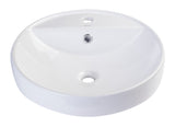 Eago 18.5" x 18.5" Round Above Mount Porcelain Bathroom Sink, White, 1 Faucet Hole, BA141