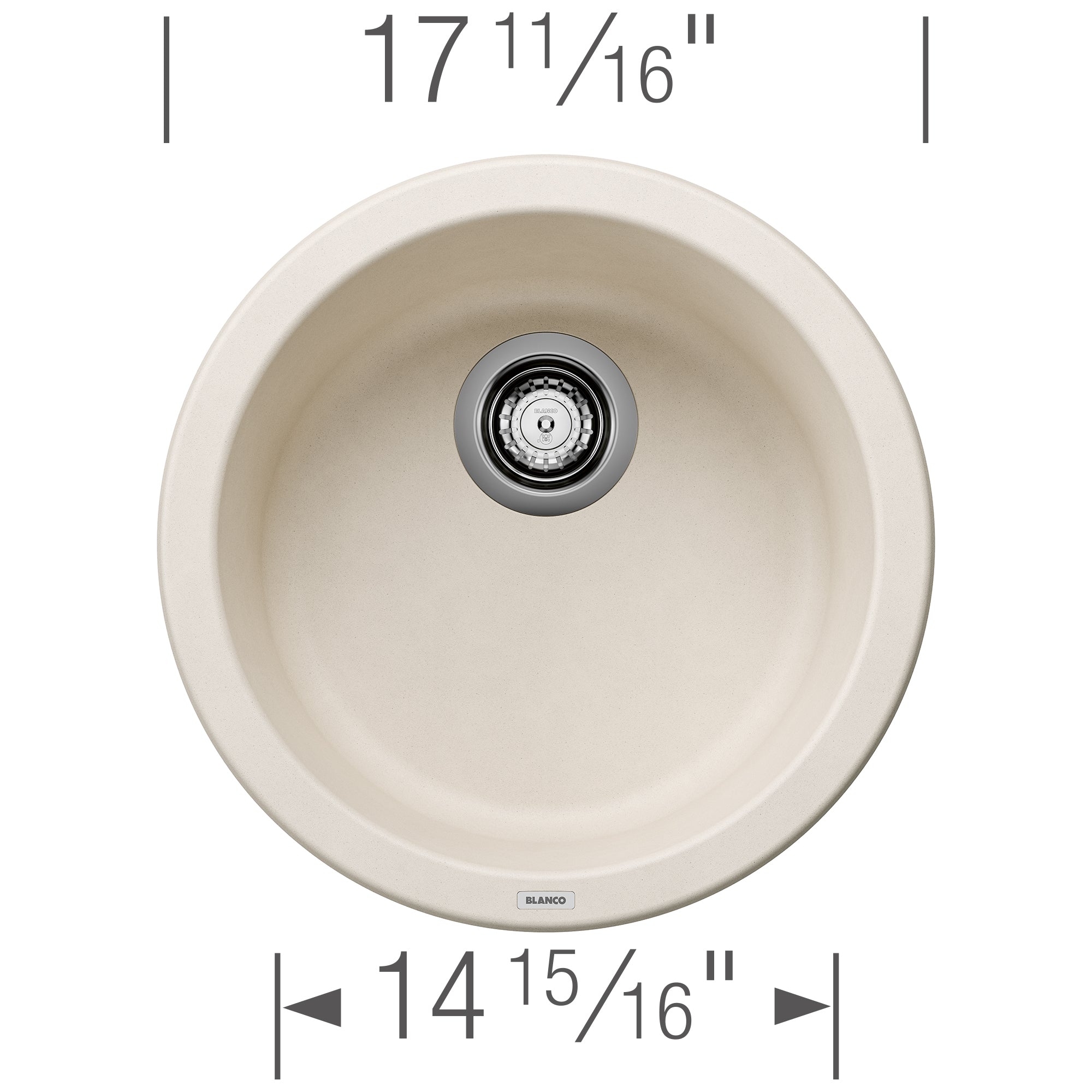 Blanco Rondo 18" Round Silgranit Bar/Prep Sink, Soft White, No Faucet Hole, 527407