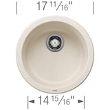 Blanco Rondo 18" Round Silgranit Bar/Prep Sink, Soft White, No Faucet Hole, 527407