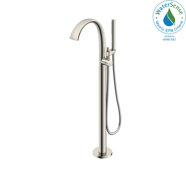 TOTO ZN Single-Handle Freestanding Tub Filler Faucet with 1.75 GPM Handshower, Brushed Nickel, Brass, TBP01301U#BN