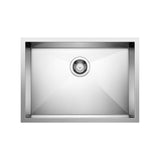 Blanco Quatrus 25" Undermount Stainless Steel ADA Kitchen Sink, Satin Polish, 18 Gauge, No Faucet Hole, 443047