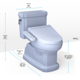 TOTO WASHLET+ Eco Guinevere Elongated 1.28 GPF Universal Height Toilet with C2 Bidet Seat, Cotton White, Vitreous China|Plastic, MW9743074CEFG#01