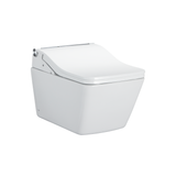 TOTO WASHLET+ SP Wall-Hung Square-Shape Toilet with SW Bidet Seat and DuoFit In-Wall 1.28 and 0.9 GPF Dual-Flush Tank System, Matte Silver, Vitreous China|Plastic|Steel, Cotton White, CWT4494549CMFGA#MS