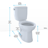 TOTO Entrada Two-Piece Elongated 1.28 GPF Universal Height Toilet, Cotton White, Vitreous China, CST244EF#01