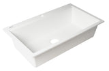 ALFI brand 34" Drop In Granite Composite Workstation Kitchen Sink with Accessories, White, 1 Faucet Hole, AB3418SBDI-W