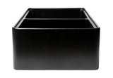 ALFI brand 33" Fireclay Workstation Farmhouse Step Rim Sink with Accessories, 50/50 Double Bowl, Black Matte, No Faucet Hole, ABFS3320D-BM