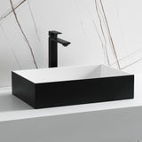 ALFI brand 20" x 13.5" Rectangle Above Mount Resin Bathroom Sink, Black & White, No Faucet Hole, ABRS2014BM